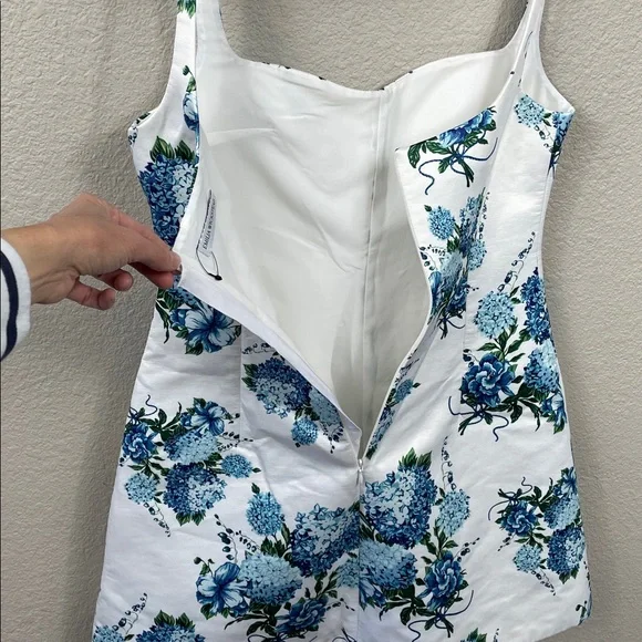 New Emilia Wickstead Thoni Floral Mini Dress White Blue Sz 8 - Picture 8 of 16